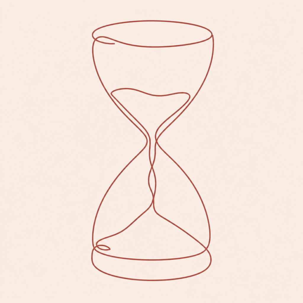 Line illustration of an hourglass, accompanying an article on the cosmetic surgery cooling-off period in Australia.